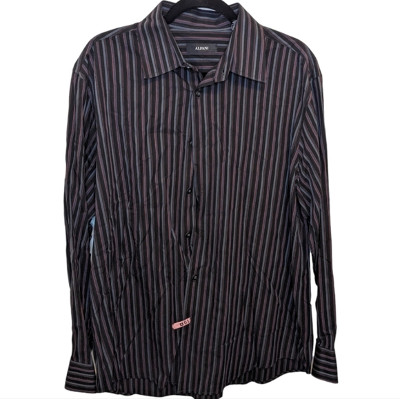 Alfani Mens Dress Shirt Long Sleeves Button Down Shirt Red Size M